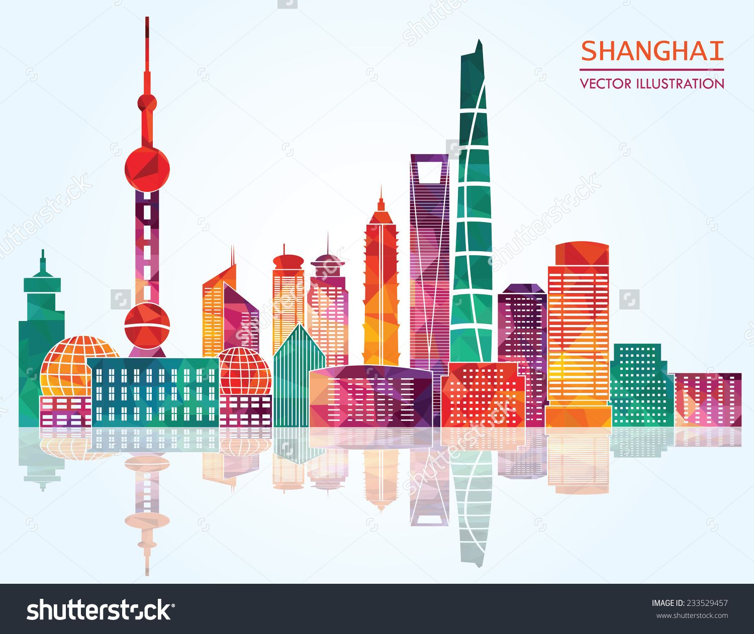 1500x1262 Shanghai Skyline Vector Illustration Office Bookshelf