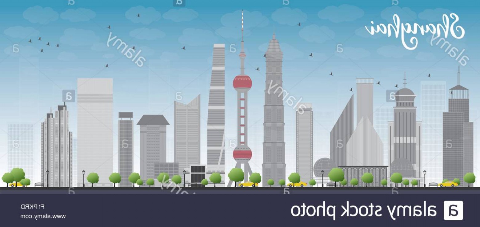 1560x738 Stock Photo Shanghai Skyline With Blue Sky And Grey Skyscrapers