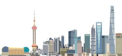 521x240 Vector Illustration Of Shanghai City Skyline