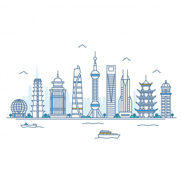 626x626 Illustration Of Shanghai Skyline Vector Premium Download