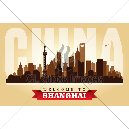 500x500 Shanghai China City Skyline Vector Silhouette Gl Stock Images