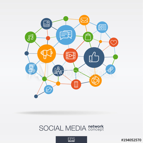 499x500 Social Media Integrated Thin Line Web Icons In Speech Bubble