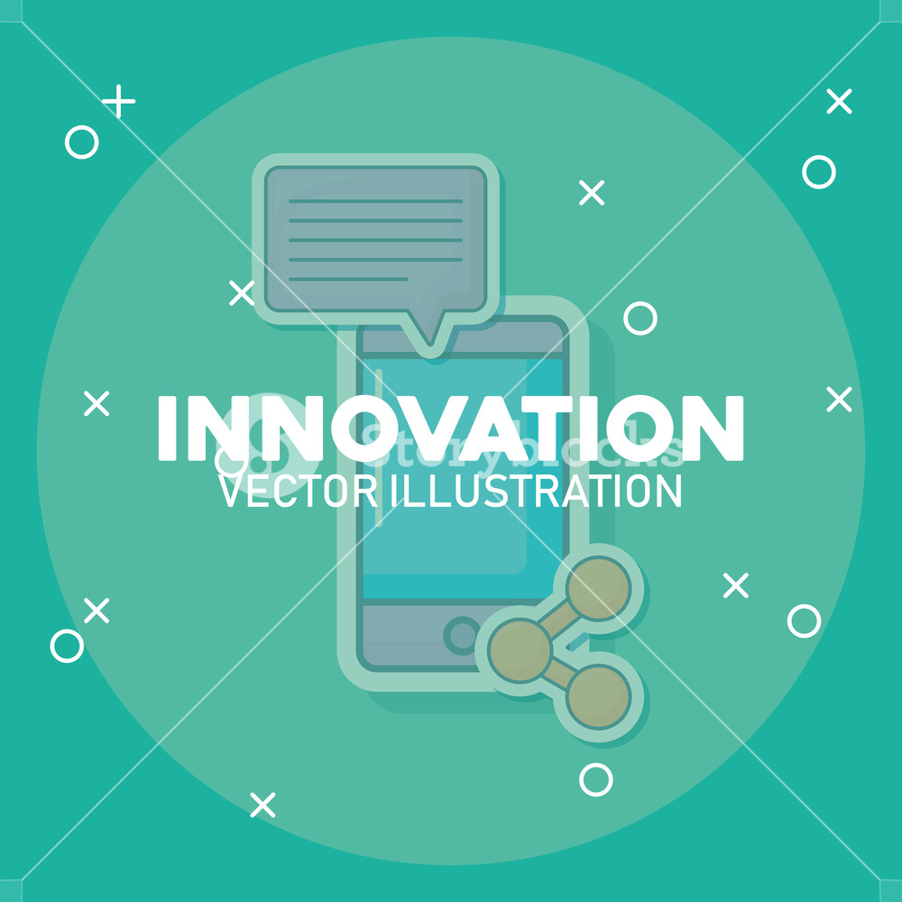 1000x1000 Innovation And Technology Design With Cellphone And Share Symbol