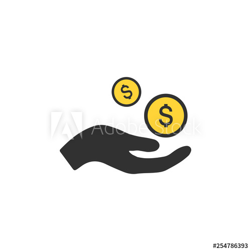 500x500 Earn Money Vector Icon, Salary Symbol Share Hand Or Giving Money