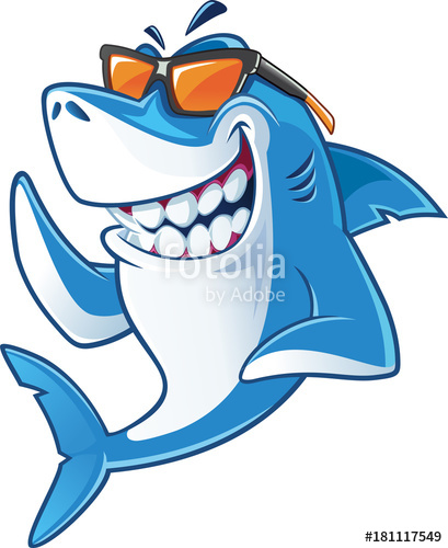 Smiling Shark Cartoon Mascot Character With Sunglasses Stock 409x500 Smiling Shark Cartoon Mascot Character With Sunglasses Stock