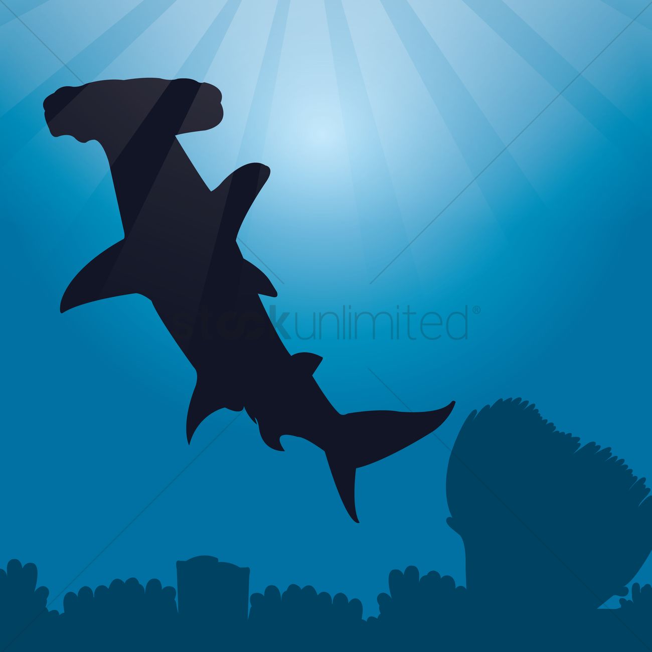 1300x1300 Great Hammerhead Shark Silhouette Vector Image