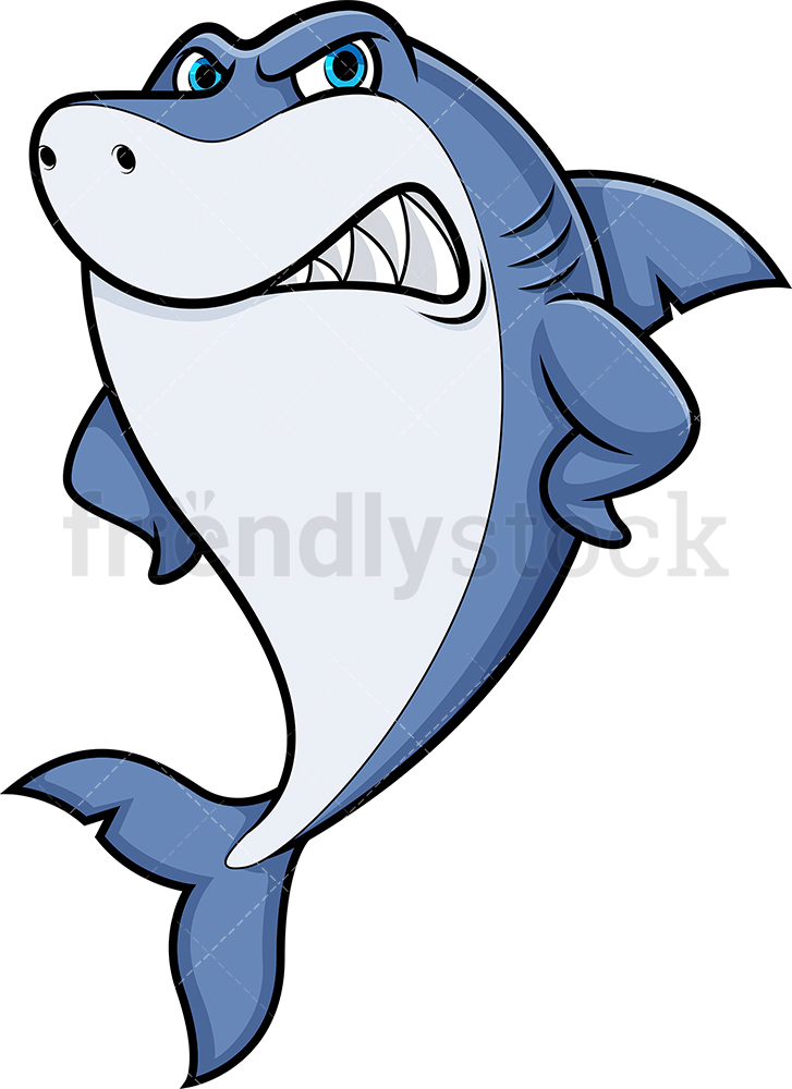 727x1000 Angry Shark Cartoon Clipart Vector