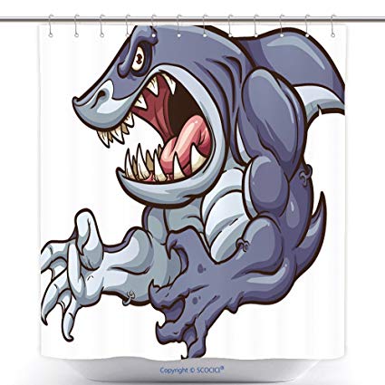 Vanfan Polyester Shower Curtains Raging Strong Shark 425x425 Vanfan Polyester Shower Curtains Raging Strong Shark