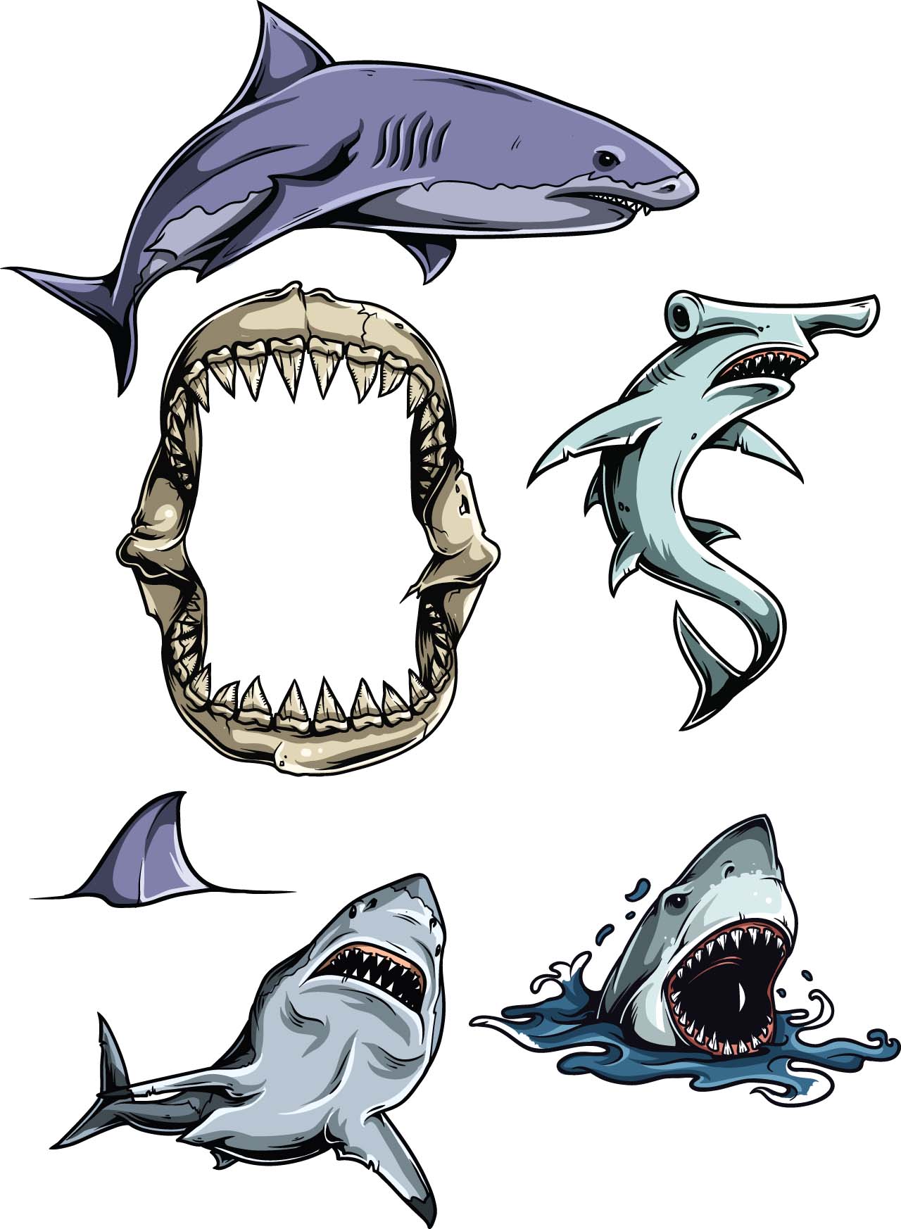Sharks Vector Clipart Set Free Download 1280x1746 Sharks Vector Clipart Set Free Download