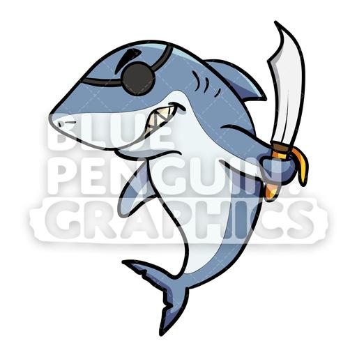 Angry Pirate Shark Vector Cartoon Clipart Blue Penguin Graphics 512x512 Angry Pirate Shark Vector Cartoon Clipart Blue Penguin Graphics