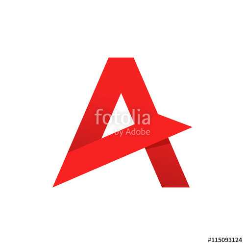 500x500 Abstract Letter A Logo Vector Template, Red Strict Sharp Geometric