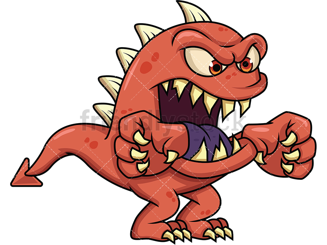 Scary Monster With Sharp Teeth Cartoon Vector Clipart 1067x800 Scary Monster With Sharp Teeth Cartoon Vector Clipart