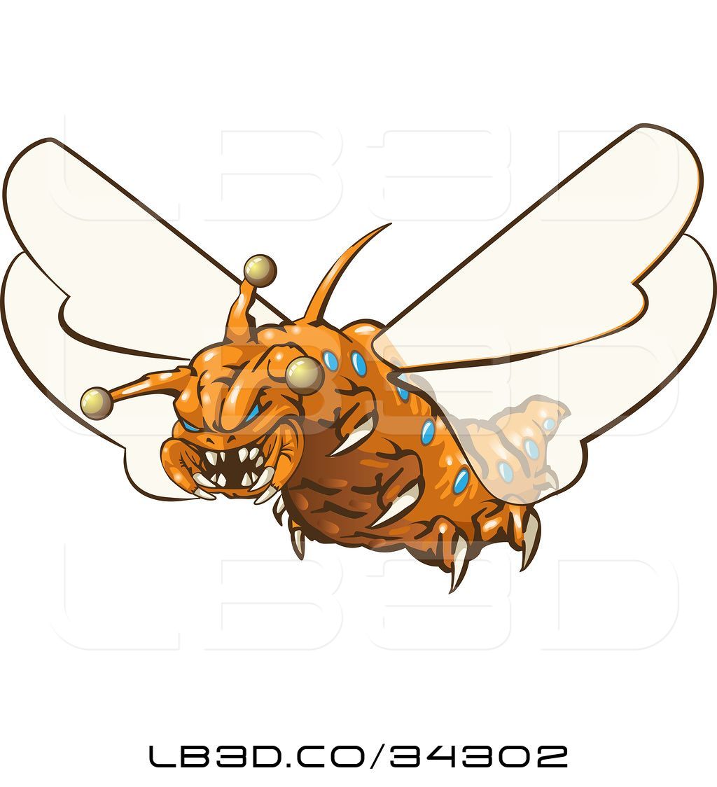 Vector Illustration Of Scary Orange Monster Fly With Sharp Teeth 1024x1124 Vector Illustration Of Scary Orange Monster Fly With Sharp Teeth