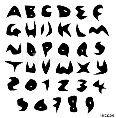 491x500 Creepy Alphabet Sharp Vector Fonts In Black Over White