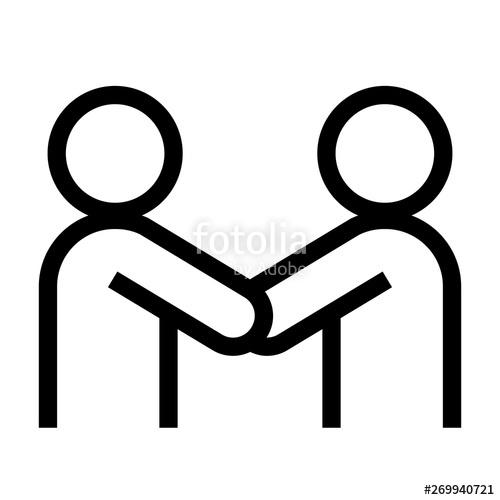 500x500 Thin Line Sharp Vector Icon Shake Hands, Partnership