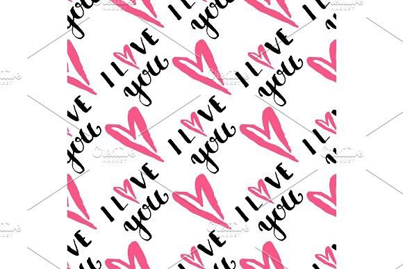 580x387 I Love You Text Heart Sharp Vector Seamless Pattern Background