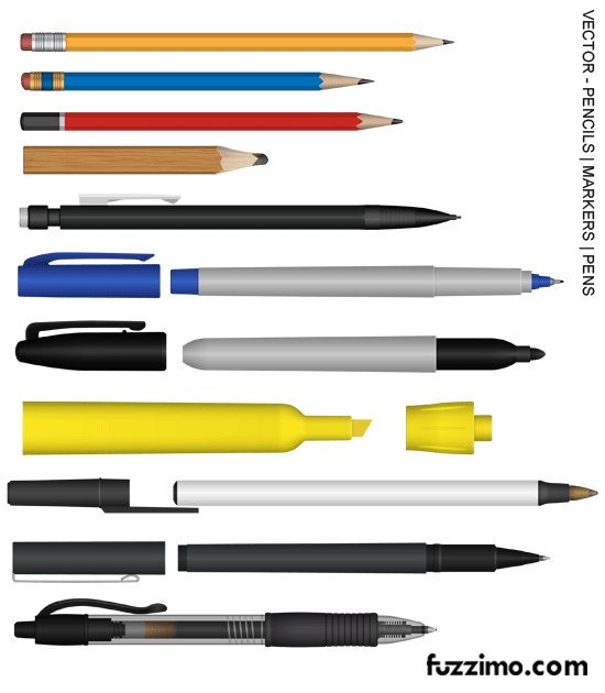 550x630 Free Vector Pencils Pens Markers Highlighter Fuzzimo