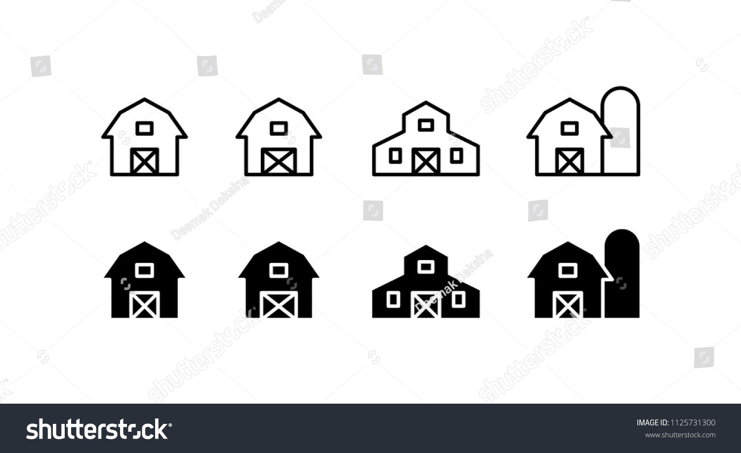 1500x918 Barn Icon Set Ranch Barn, Farm, Building, Agriculture, Rural