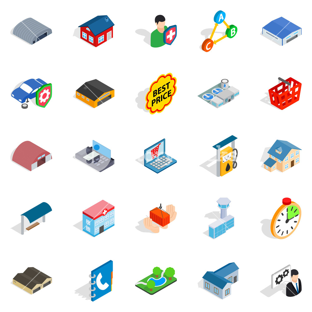 1000x1000 Shed Icons Set Isometric Set Of Shed Vector Icons For Web