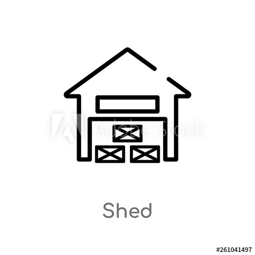 500x500 Outline Shed Vector Icon Isolated Black Simple Line Element