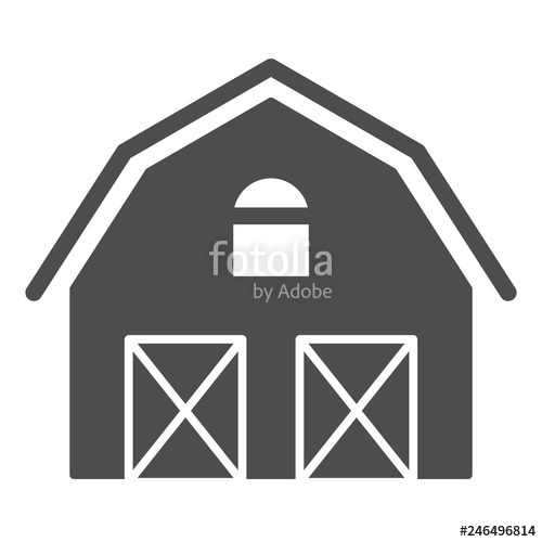 500x500 Farm House Solid Icon Warehouse Vector Illustration Isolated