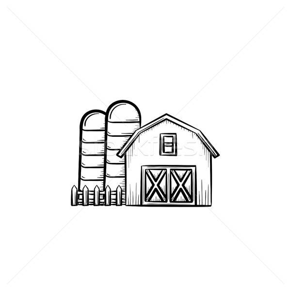 600x600 Farm Shed Hand Drawn Sketch Icon Vector Illustration Andrei