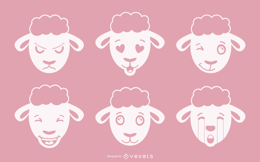 900x563 Sheep Emoji Vector Set