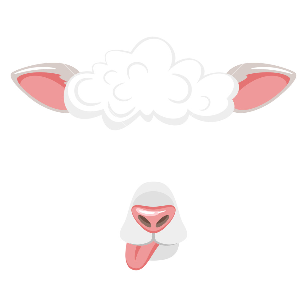 1000x1000 Vector Cartoon Style Cute Animal Sheep Face Element Or Carnival