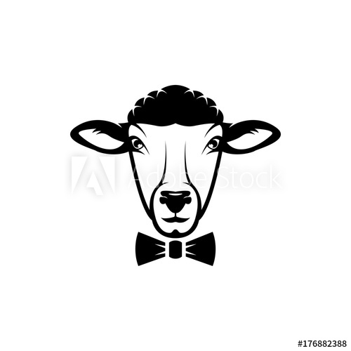 500x500 Vector Sheep Head, Face For Retro Logos, Emblems, Badges, Labels