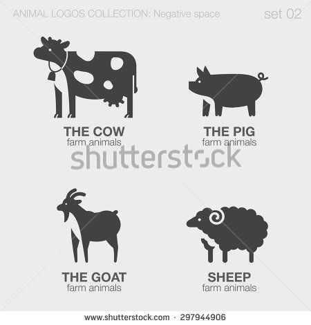 450x470 Farm Animals Logos Negative Space Style Design Vector Templates