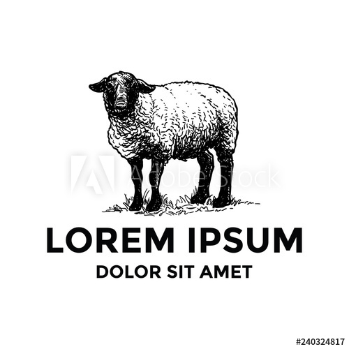 500x500 Hand Drawn Sheep Logo Template