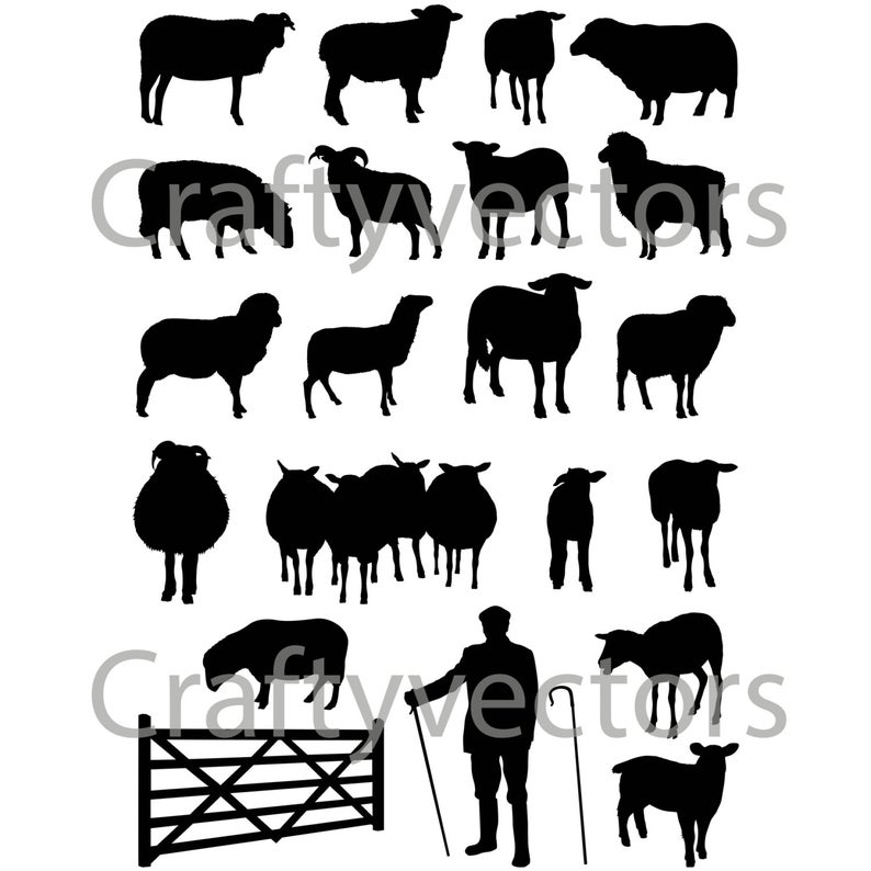794x794 Sheep Silhouettes Vector Etsy