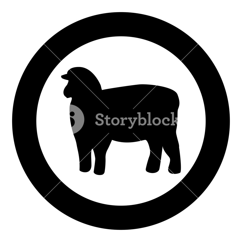 1000x1000 Sheep Silhouette Black Icon In Circle Vector Illustration Isolated