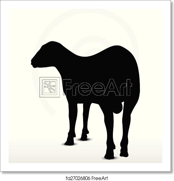 561x581 Free Art Print Of Sheep Silhouette With Standing Still Pose
