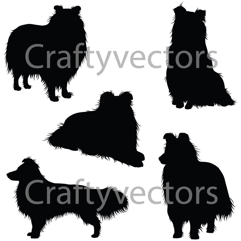 Shetland Sheepdog Silhouettes Vector Etsy 794x794 Shetland Sheepdog Silhouettes Vector Etsy