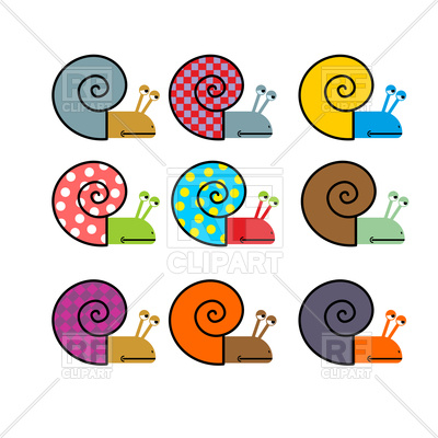 400x400 Set Of Snail With Colored Shell Vector Image Of Plants And Animals