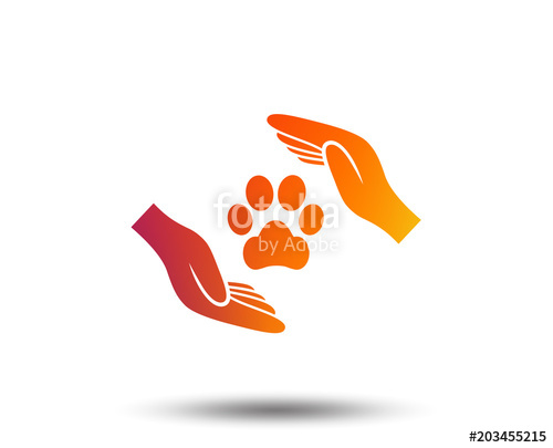 500x405 Protection Of Animals Sign Icon Hands Protect Paw Symbol Shelter