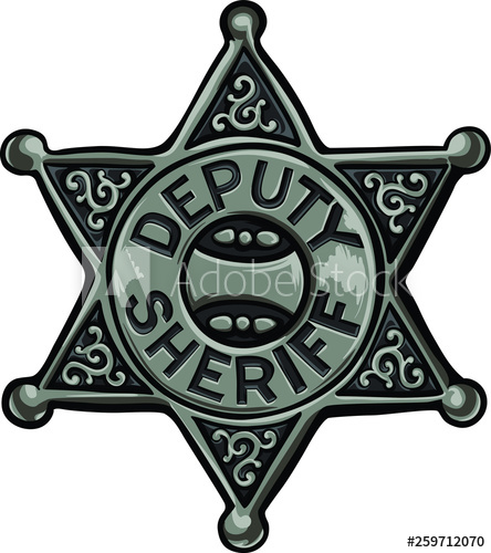 444x500 Cartoon Policeman Emblem Vector Illustration Old Sheriff Badge