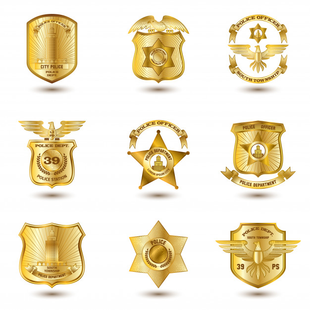 626x626 Police Badges Gold Vector Free Download
