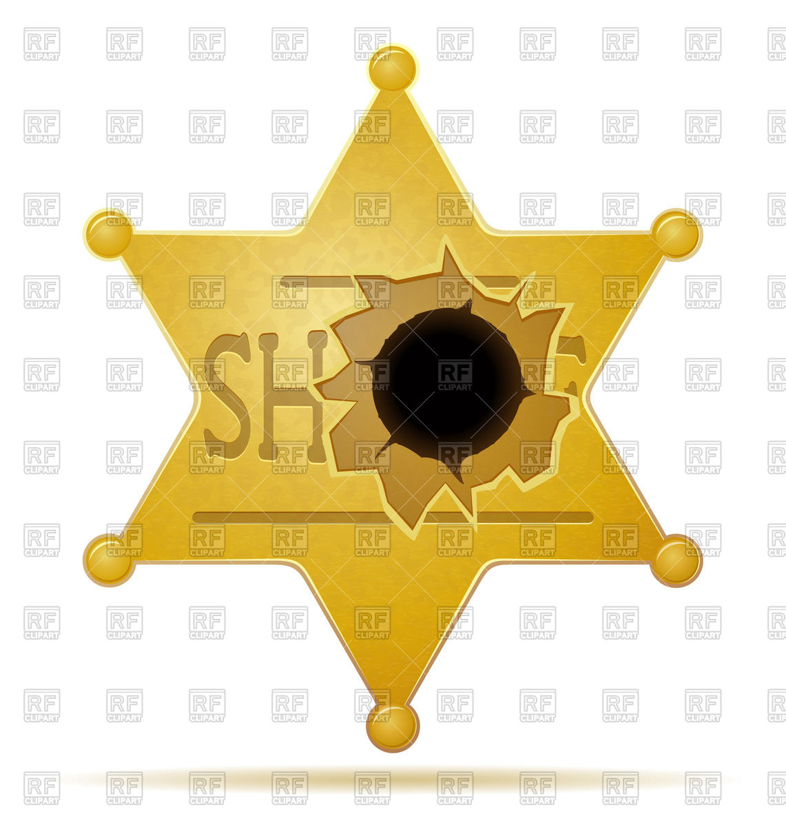 1141x1200 Sheriff's Star With A Bullet Hole
