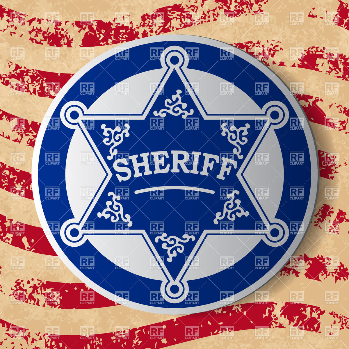 1200x1200 Sheriff's Badge With Star On Shabby Background With Usa Flag