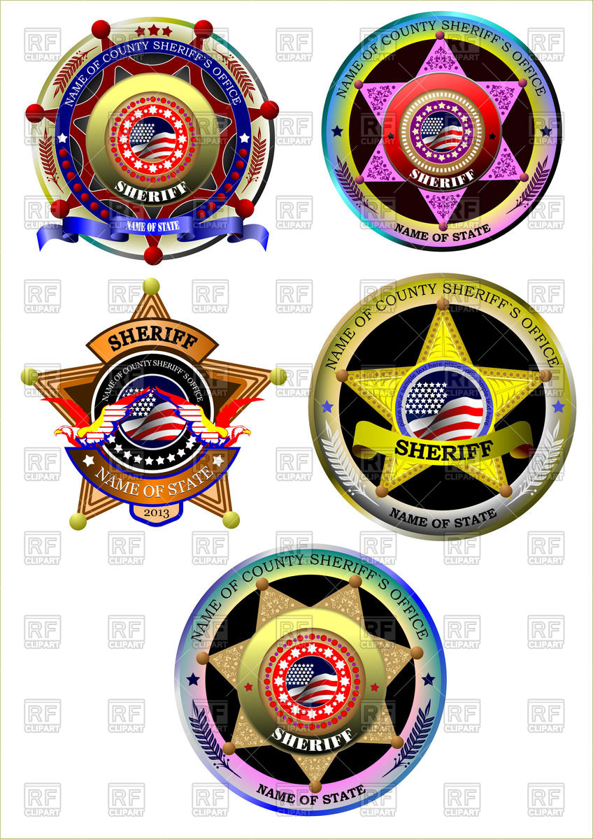848x1200 Sheriff's Badges With American Flag And Symbols Vector Image