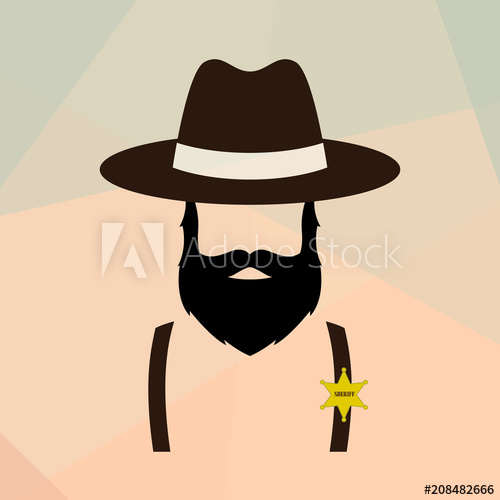 500x500 Sheriff Man Portrait Policeman Retro Logo Vector Illustration