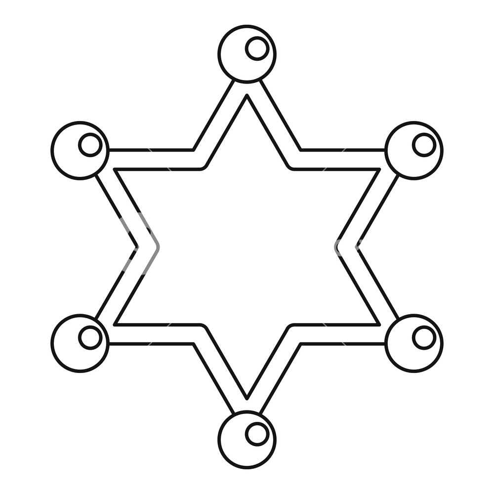 1000x1000 Sheriff Star Icon In Outline Style Isolated On White Background