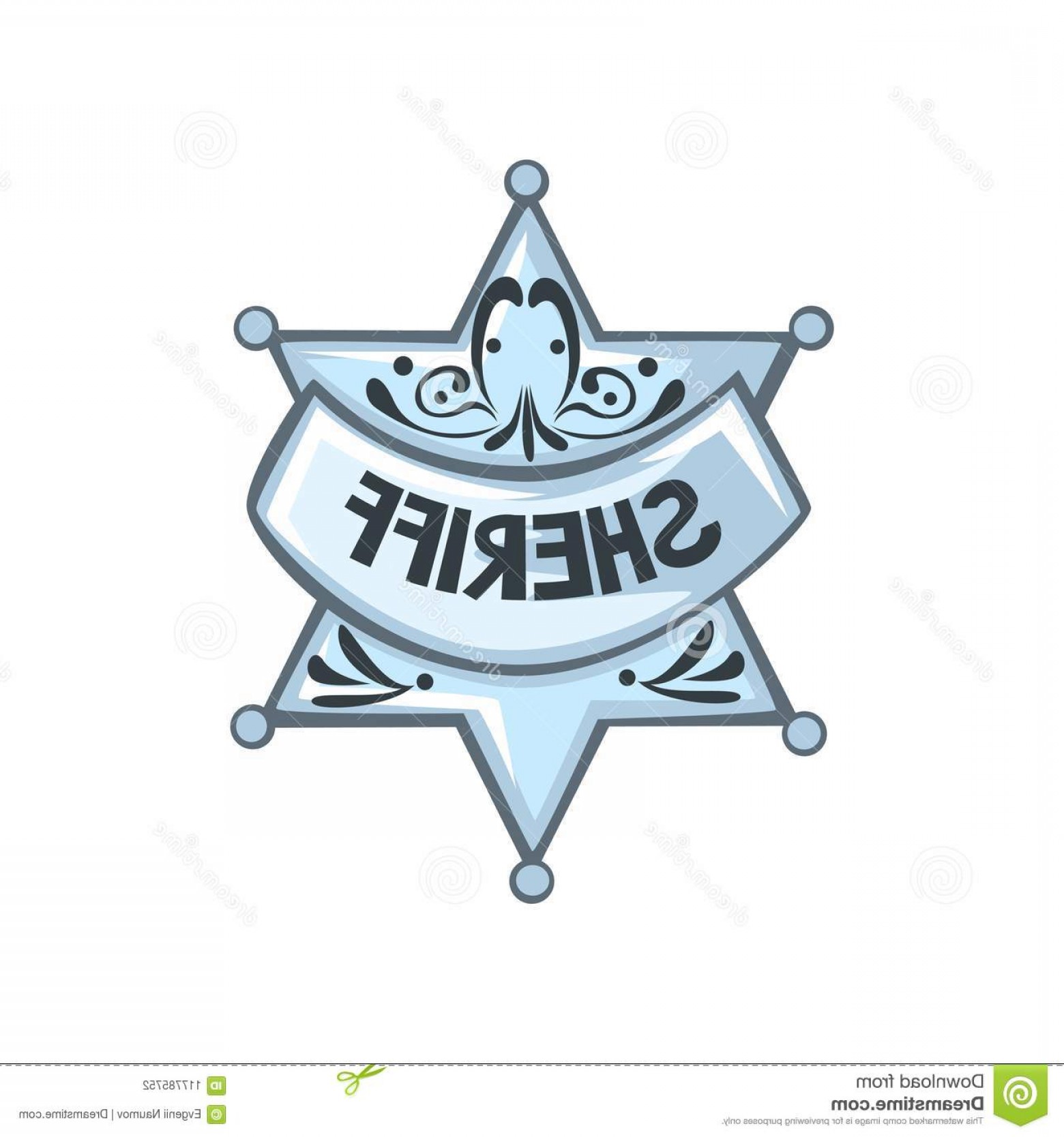 1560x1668 Silver Sheriff Star Badge Vector Illustration Isolated White