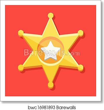 362x382 Vector Golden Sheriff Star Icon Art Print Barewalls Posters