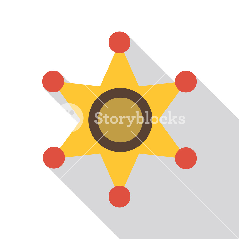 1000x1000 Gold Star Of Sheriff Icon Flat Illustration Of Gold Star