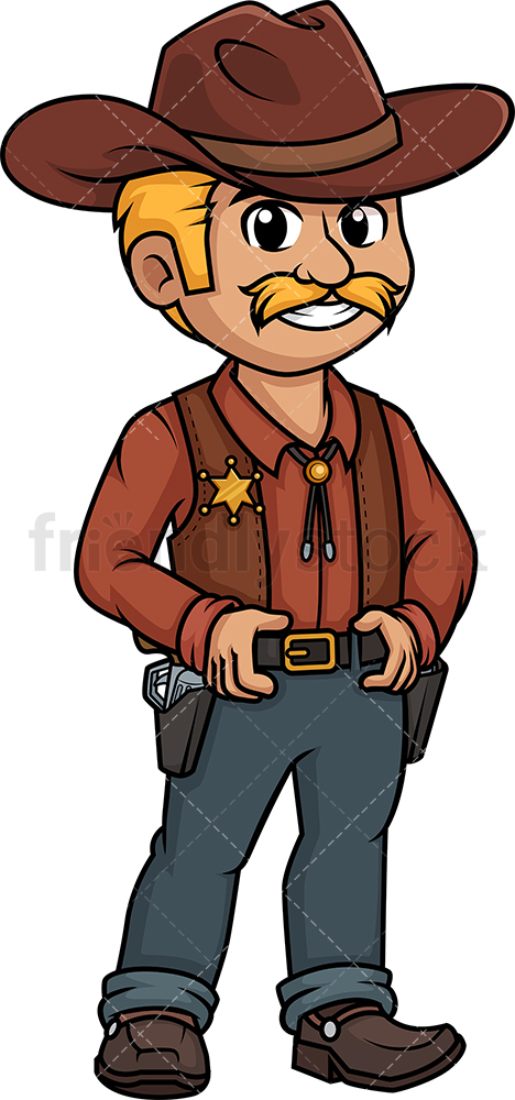 468x1000 Wild West Sheriff Cartoon Clipart Vector