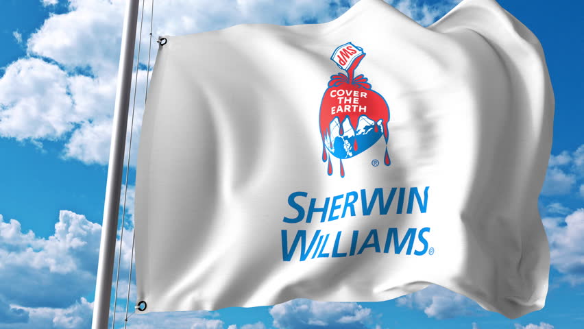 852x480 Waving Flag With Sherwin Williams Logo Editorial Animation