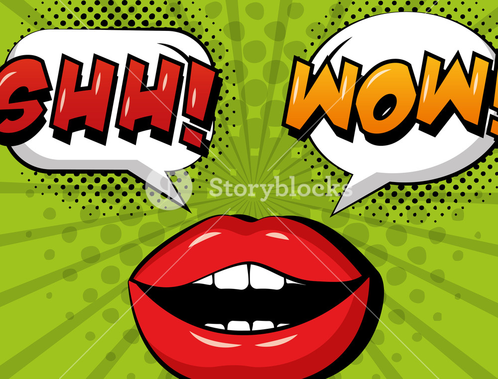 Pop Art Comic Woman Lips Shh And Wow Speech Bubble Retro Style 1000x762 Pop Art Comic Woman Lips Shh And Wow Speech Bubble Retro Style